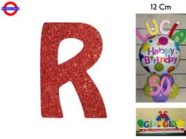 LETTERA R POLISTIROLO GLITTER ROSSO CM.12