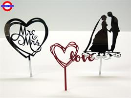 CAKE TOPPER SPOSI SPECCHIO E SCRITTA LOVE ROSSA CM.17X10