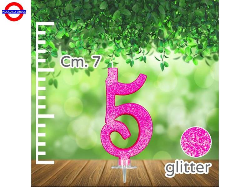 CANDELINA NUM. GLITTER FUXIA CM.7 N°5