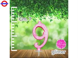 CANDELINA NUM. GLITTER FUXIA CM.7 N°9