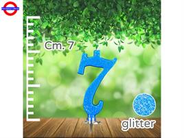 CANDELINA NUM. GLITTER BLU CM.7 N°7