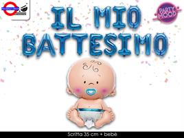 MYLAR BATTESIMO SUPER SHAPE BIMBO E SCRITTA CM.40