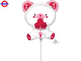 MYLAR ANIMAL MINI SHAPE ORSO CON FIORI