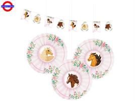 KIT DECORAZIONI PRETTY PONY  1 BAN 4 MT E 3 ROSONI D.40