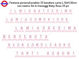 KIT FESTONE IN CARTA CUORI ROSA X COMPORRE 6 SCRITTE