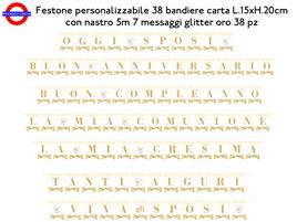 KIT FESTONE IN CARTA BIANCO ORO X COMPORRE 7 SCRITTE