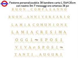 KIT FESTONE IN CARTA BIANCO ORO FIORI X COMPOR.7 SCRITTE