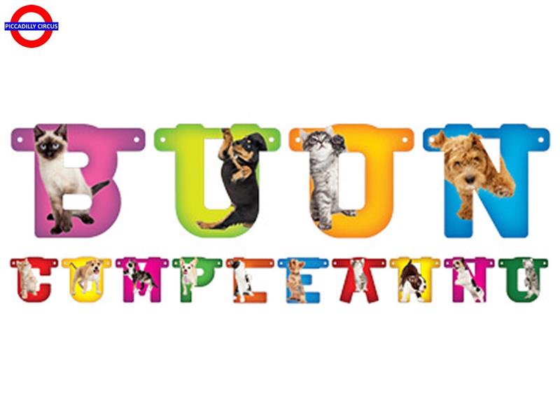 BUON COMPLEANNO FESTONE SCRITTA PUPPY CM.280X15