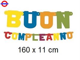 BUON COMPLEANNO FESTONE SCRITTA FIOCCO CM.160X11