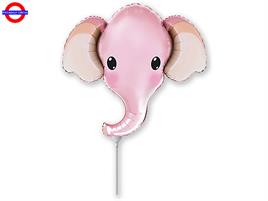 MYLAR ANIMAL MINI SHAPE TESTA ELEFANTE ROSA