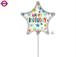 MYLAR HAPPY BIRTHDAY MINI SHAPE STELLA