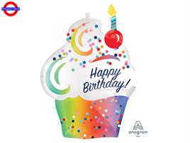 MYLAR HAPPY BIRTHDAY SUPER SHAPE CUP CAKE 27