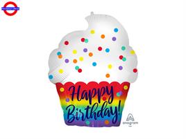 MYLAR HAPPY BIRTHDAY SUPER SHAPE CUP CAKE 18