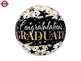 MYLAR LAUREA GRADUATE BLACK STAR BUBBLES 22