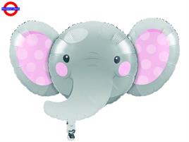 MYLAR ANIMAL SUPER SHAPE TESTA ELEFANTE ROSA