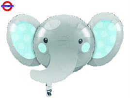 MYLAR ANIMAL SUPER SHAPE TESTA ELEFANTE CELESTE