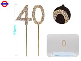 CAKE TOPPER NUMERO 40 METAL STRASS CM.11