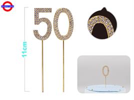 CAKE TOPPER NUMERO 50 METAL STRASS CM.11