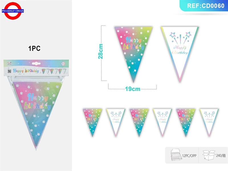 BUON COMPLEANNO FESTONE ARCOBALENO COL CM.300X30