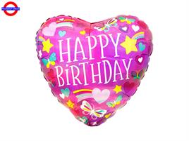 MYLAR HAPPY BIRTHDAY 18 CUORE FARFALLE ARCOBALENO