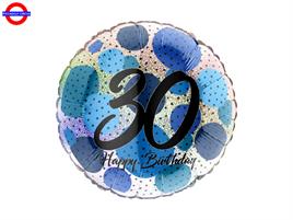 MYLAR 30 ANNI 18 FASHION DOTS BLUE