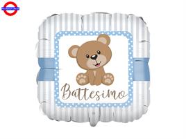 MYLAR BATTESIMO 18 QUADRATO ORSACCHIOTTO CELESTE