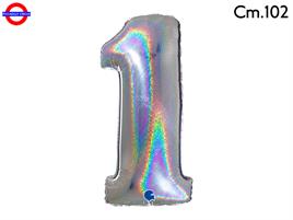 MEGALOON NUMERO CM.102 GLITTER OLOGRAFICO ARGENTO 1