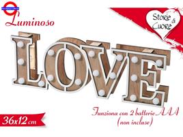 DECORAZIONE SCRITTA LOVE CON LUCE CM.36