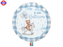 MYLAR BATTESIMO 18 TEDDY BEAR CELESTE