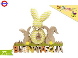 SCRITTA DECORATA BUONA PASQUA CON CONIGLIETTI CM.27X24