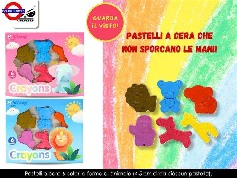 PASTELLI A CERA A FORMA DI ANIMALI 2 COLORI