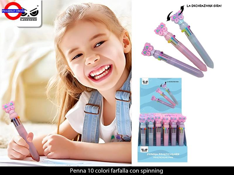 PENNA 10 COLORI FARFALLA CON SPINNI