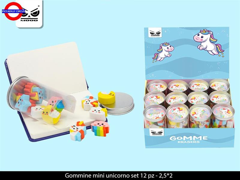 GOMMINE MINI UNICORNO SET 12 PZ