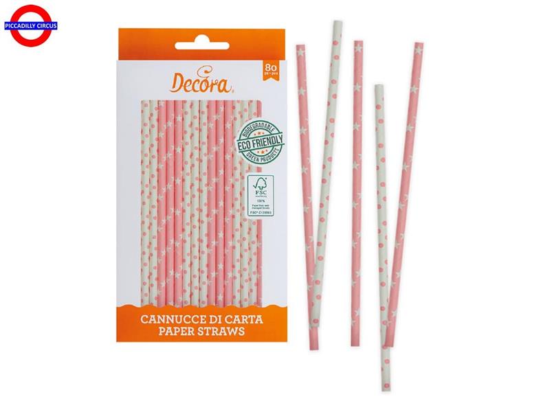 CANNUCCE STARS E POIS PINK CF.80 PEZZI