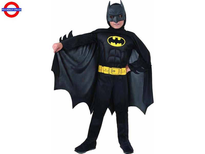 BATMAN COSTUME C/MUSCOLI NERO 5-7 ANNI