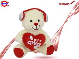 ORSO PELUCHE CON CUORE E CUFFIA CM.35