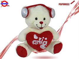 ORSO PELUCHE CON CUORE E CUFFIA CM.50