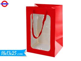 SHOPPER ROSSA CON VETRINA 18X25X13