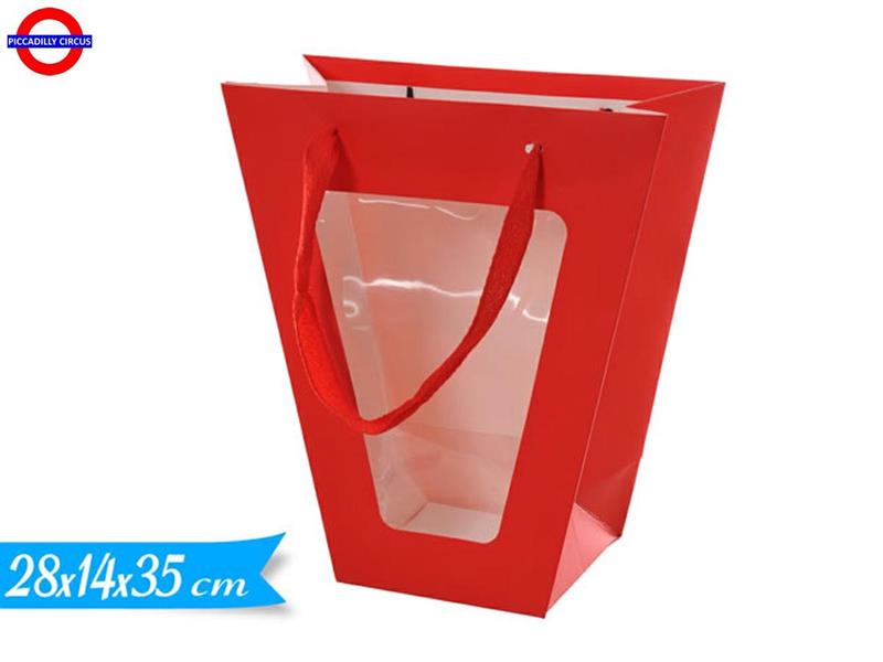 SHOPPER ROSSA CON VETRINA SVASATA 28X35X14