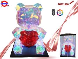 DECORAZIONE ORSO CON CUORE CON LUCE CM.65