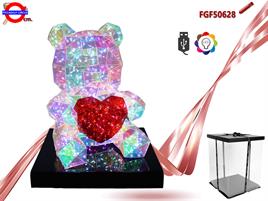 DECORAZIONE ORSO CON CUORE CON LUCE CM.25