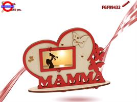 PORTAFOTO LEGNO CUORE MAMMA CM.18X15